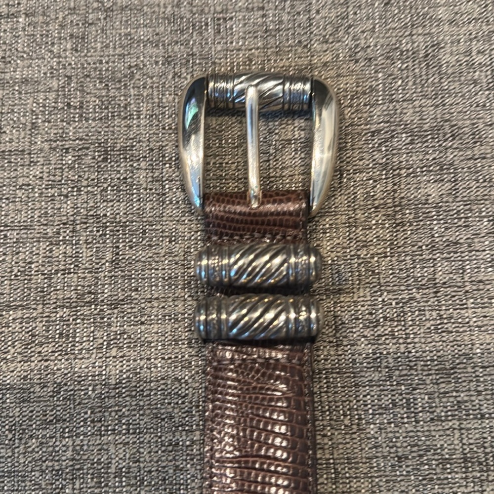 1996 Brighton Silver and Brown Textured Belt